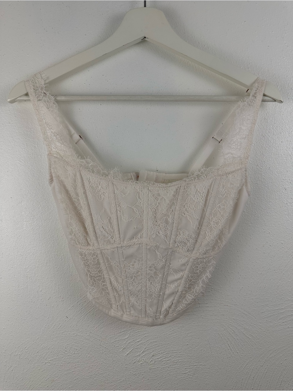 NWT VICTORIA'S SECRET DREAM ANGELS BEIGE LACE CORSET WOMEN'S SIZE S DD